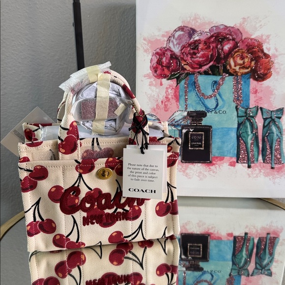 NWT Coach Cherry Print Mini Bag - Red and White - Picture 1 of 15